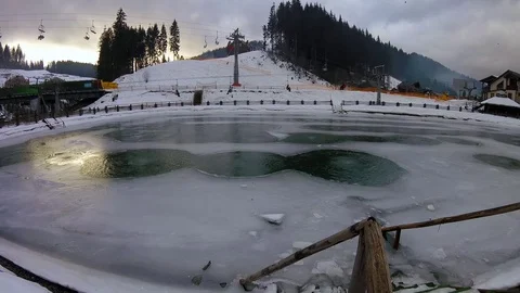 Pond in the background of mountains Stock Footage 84600573