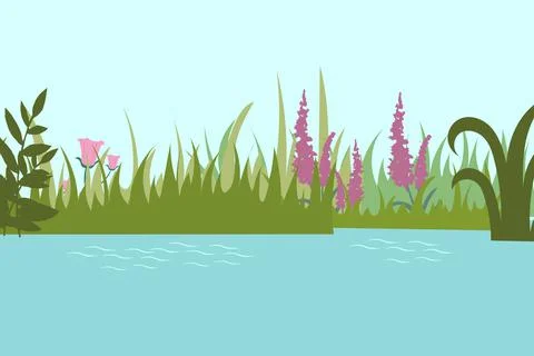 Pond Background Vector Stock Illustration