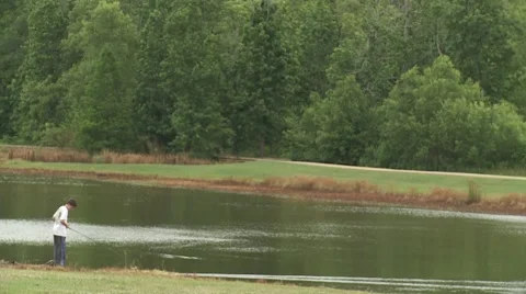 Pond fishing Stock Footage 5502698