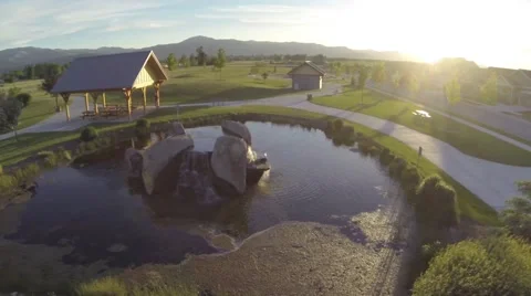 Pond fly by raw 5 Stock Footage 51365496