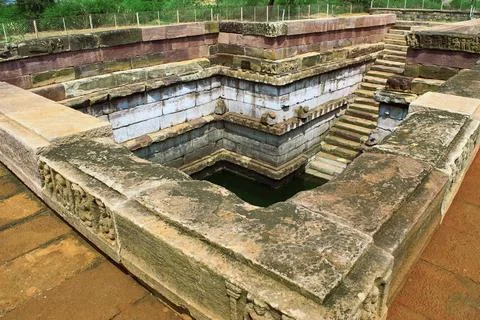 A pond in front of Hucchimalli Gudi Mad Malli s temple , Aihole, Bagalkot,... Stock Photos
