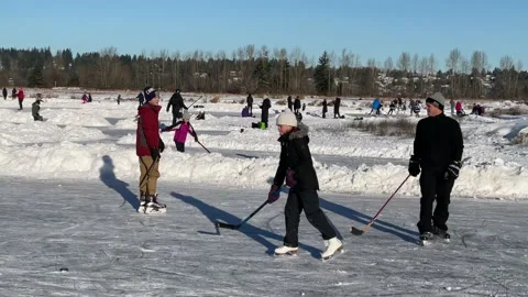 Pond Hockey Stock Footage 167775155