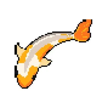 Pond koi fish carp pixel art vector illustration Stock Illustration