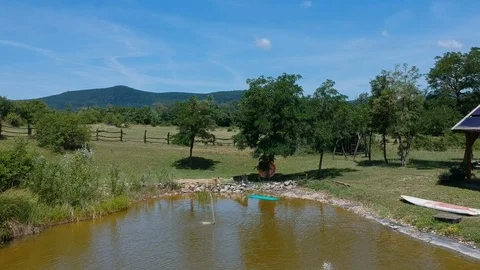 Pond landscape Stock Footage 92414879