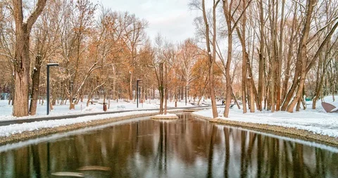 Pond in the park in hypelapse Stock Footage 122023281
