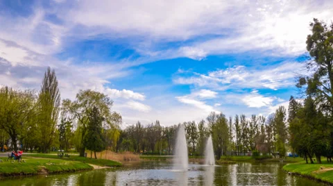 Pond in the park - hyper lapse Stock Footage 37165217