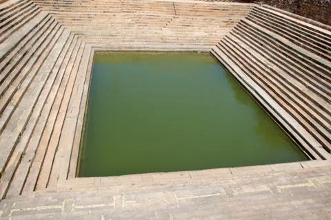 Pond with Steps, Melukote Stock Photos