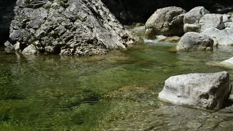 Pond of a stony mountain stream with clean water 스톡 동영상 260832659