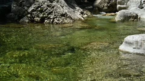Pond of a stony mountain stream with clean water 스톡 동영상 260832683