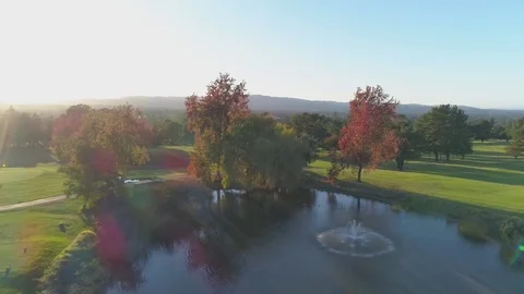 Pond Sunset Aerial Stock Footage 83154298