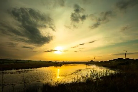 Pond at Sunset Stock Photos