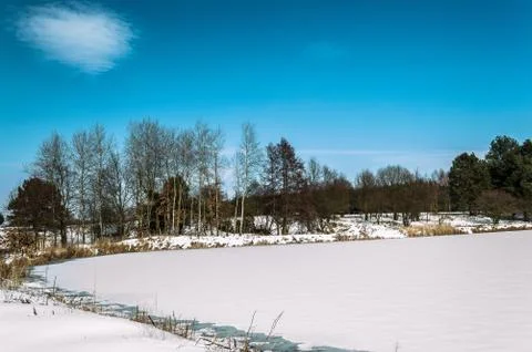  Pond in the winter Stock Photos