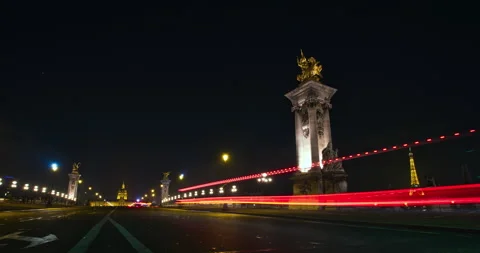 Ponde Alexandre night time-lapse Stock Footage 144674707