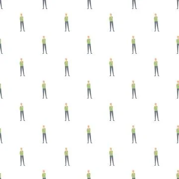 Pondering man cartoon seamless pattern background repeating Stock Illustration