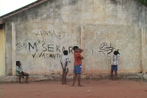 Pondicherry Boys playing ball Stock Footage 8683041