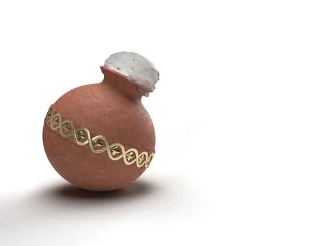 Pongal pot isolated, 3D render Stock Illustration
