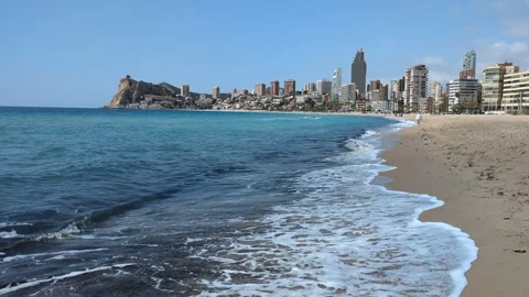 Poniente Beach in Benidorm Spain Stock Footage 306242606