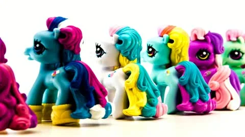 Ponies rolling in line Stock Footage 21810808