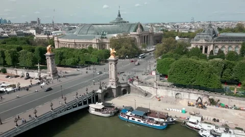 Pont Alexandre III bridge and Grand Palais or Great Palace, Paris in Stock Footage 279467983