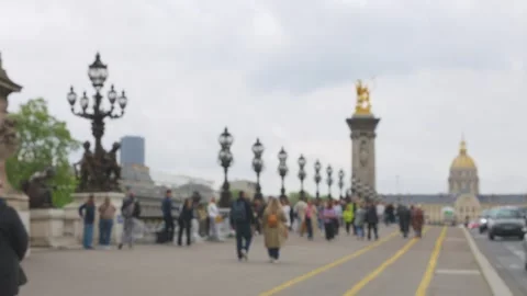 Pont Alexandre III bridge in Paris, France. Out of focus. Stock Footage 310182731