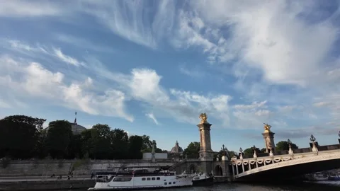 Pont Alexandre III bridge in Paris, France over the River Seine Stock Footage 310327711