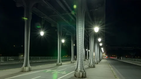Pont de Bir-Hakeim over the Seine river in Paris. Panning shot. Stock Footage 86505277