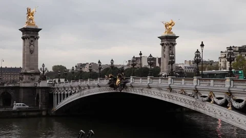 The Pont de la Concorde across the Seine near the Place de la Concorde in Paris Stock Footage 71321775
