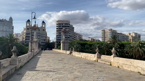 Pont de la Mar Bridge Over The Park in Valencia, Spain Vídeo Stock 247184399