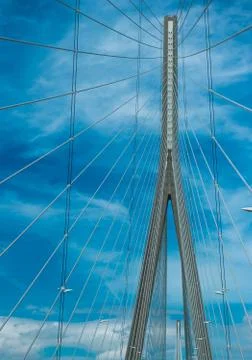 Pont de Normandy over river Seine, France 写真素材