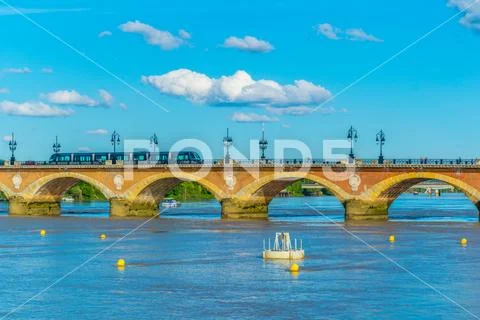 Pont de Pierre in Bordeaux, France. Stock Photos