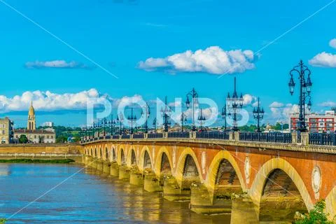 Pont de Pierre in Bordeaux, France. Stock Photos