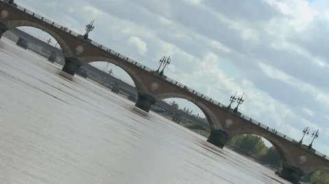 Pont de Pierre vu du fleuve 1 Stock Footage 3439979