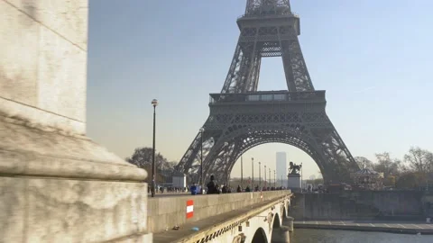 Pont d'Iéna Bridge Next To The Eiffel Tower In Paris, France Stock Footage 158617307