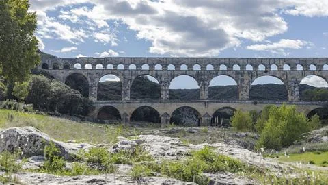 Pont du Gard structure built in Roman Times Stock Photos