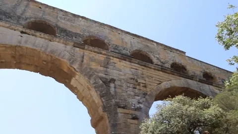 Pont Du Gard wonderful bridge bear by the city of Avignon Stock Footage