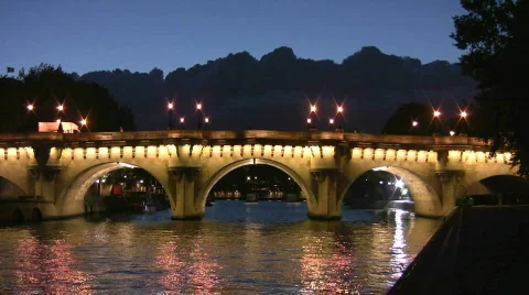 Pont Neuf by night. Stock Footage 460250