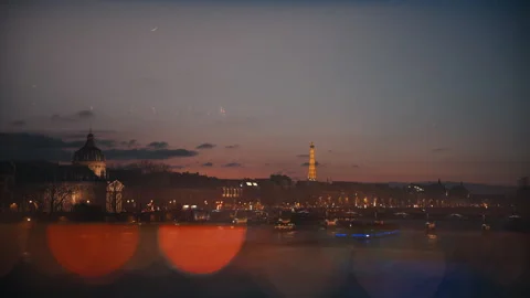 Pont Neuf View of Eiffel Tower and Seine at Sunset with Prizma Lens Paris Stock Footage 305080731