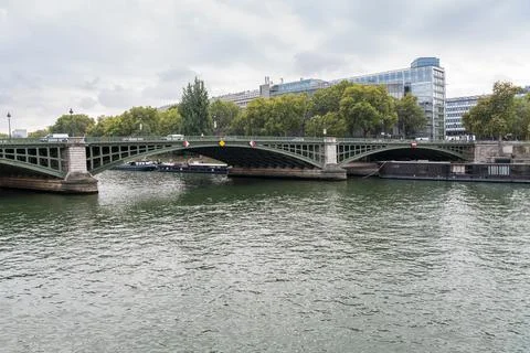 Pont Sully between Isle Saint Louis  &amp; the south bank of the River Seine Paris. Stock Photos