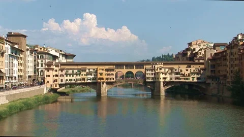 Pont Vecchio Bridge over Arno River, Florence Italy Stock Footage 93658794