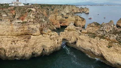 Ponta-da-Piedade-Rock-Formations-Boat-Tour-12 Stock Footage 338031501