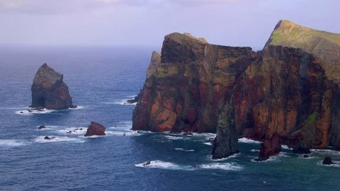 PONTA DO CASTELO PONTA DO SAO ATLANTIC OCEAN Stock-Footage 70707587