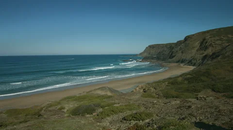 Ponta Ruiva beach wide angle shot Stock Footage 46970939
