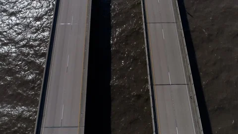 Pontchartrain Causeway Dramatic Reveal Of New Orleans Stock Footage 103241457