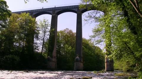 Pontcysyllte aqueduct over River Dee, Wales Stock Footage 11152248