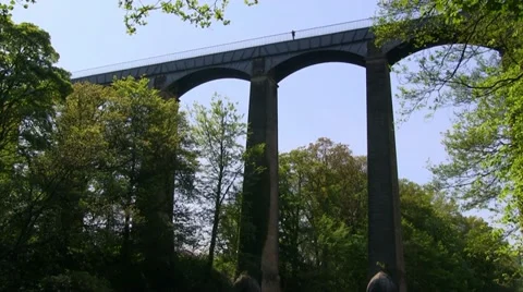 Pontcysyllte aqueduct over River Dee, Wales Stock Footage 11152455