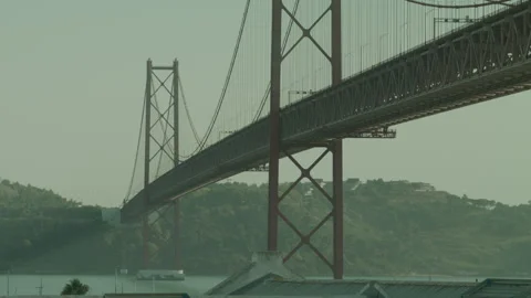 Ponte 25 De Abril (25Th Of April Bridge) Over Tagus River In Lisbon Video Stock Footage 273786973