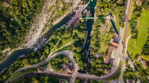 Ponte Brolla Aerial View Foto stock