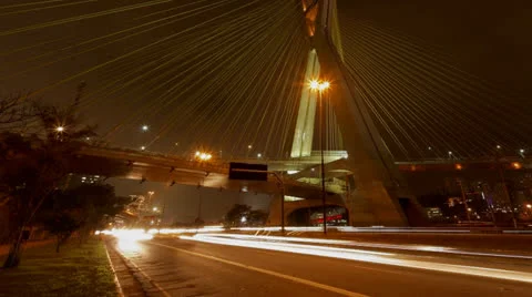 Ponte Estaiada bridge built over the Pinheiros River in the city of Sao Paulo 스톡 동영상 26603693