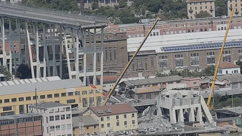 Ponte Morandi collapsed in Genova Stock Footage 94818160
