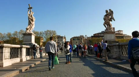 Ponte Sant Angelo in Rome Stock Footage 62069256